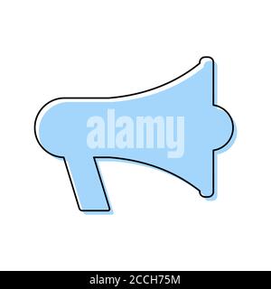 Megaphone blue flat icon isolated on white background. Speaker symbol. Loudspeaker vector illustration . Stock Vector
