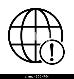 WWW world wide web site symbol, Internet map icon, website address globe, flat outline sign . Stock Vector