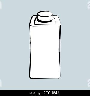 Dairy Milk container icon in brush linear, outline flat style, isolated illustration, white fill Stock Vector