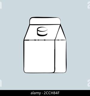 Dairy Milk little container icon in brush linear, outline flat style, isolated illustration, white fill Stock Vector