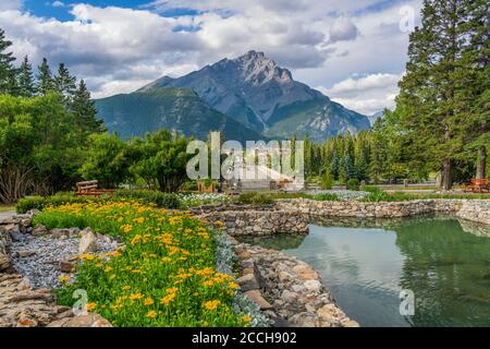 The Cascades of Time Gardens in the Banff Townsite, Banff, Alberta, Canada. Stock Photo