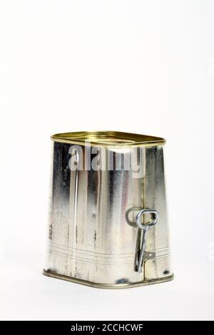 Corned beef tin isolated on a white background Stock Photo