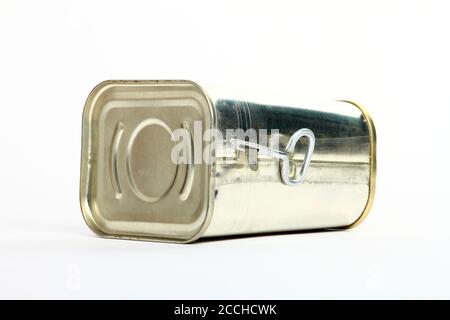 Corned beef tin isolated on a white background Stock Photo
