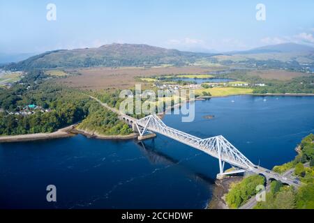 Connel Bridge steel cantilever structure ocean sea road crossing over Loch Etive in Argyll and Bute Scotland Stock Photo