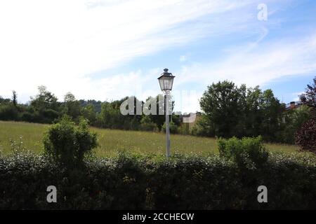 lamp post or street light in the middle of the countryside Stock Photo