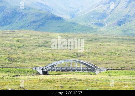 Rannoch Moor view of viaduct bridge and A82 road Scotland Stock Photo