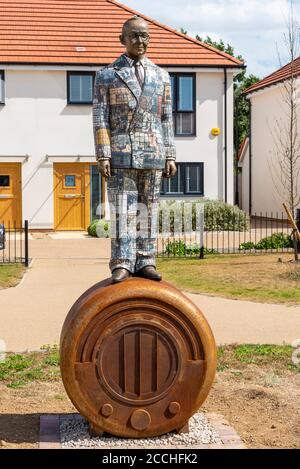 Statue of Eric Cole in housing estate on the site of the EKCO (from Eric Kirkham Cole Limited) British electronics company producing radio and TV sets Stock Photo