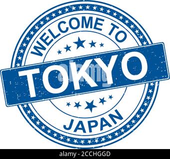 welcome to Tokyo japan blue round grunge welcome to stamp Stock Vector