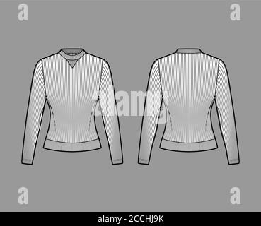 Ribbed cotton-jersey sweatshirt technical fashion illustration with ...