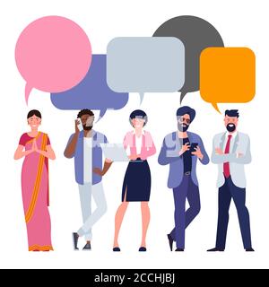 people icons with colorful dialog speech bubbles Stock Vector