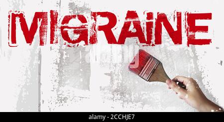 Hand writing Stop Migraine with paintbrush, healthcare concept Stock Photo