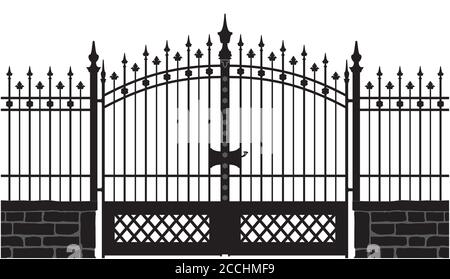 vector illustration of a wrought iron gate Stock Vector