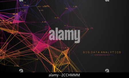 Color medical analytics cloud concept. Dna big data intelligence network. Web elements information. Motion 3d abstract background concept. Stock Vector