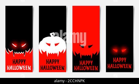 Happy halloween poster vertical mockups, halloween party festive flyer flat vector background Stock Vector