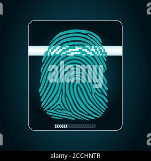 The system of fingerprint scanning - biometric security devices. Fingerprint scanning - digital security system, access. Vector Stock Vector