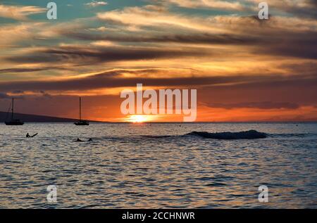 Dramatic sky at Lahaina harbor on Maui. Stock Photo