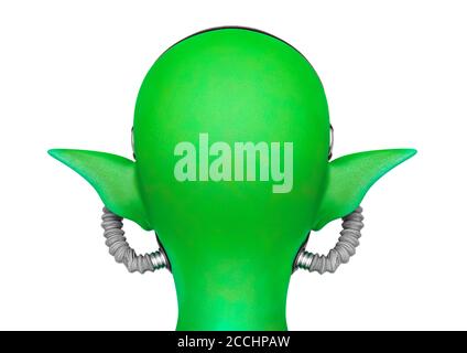 blue elf rear portrait in white background, 3d illustration Stock Photo