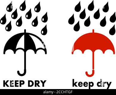 Keep dry / protect from water icon. Simple umbrella with drops over it Stock Vector