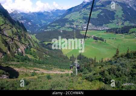 Mount Titlis Cableway in Engelberg Switzerland - SWISS ALPS, SWITZERLAND - AUGUST 15, 2020 Stock Photo