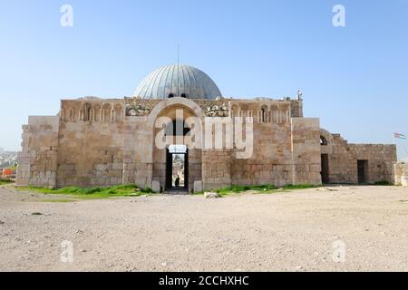 Umayyad Palace, a large palatial complex in the Citadel (Jabal al-Qal'a), Amman, Jordan. Construction also know as the kiosk or monumental gateway. Stock Photo