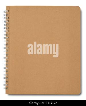 Brown spiral notebook isolated on white background Stock Photo