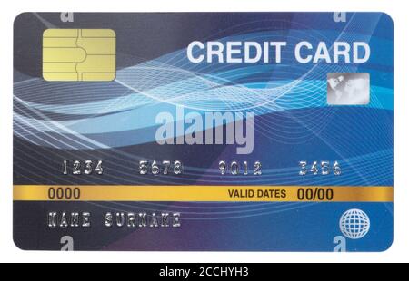 Blue credit card isolated on white background Stock Photo