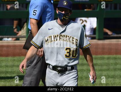 Pittsburgh, United States. 22nd Aug, 2020. Milwaukee Brewers manager Craig Counsell walks on the field before the start of the game against the Pittsburgh Pirates at PNC Park on Saturday, August 22, 2020 in Pittsburgh. Photo by Archie Carpenter/UPI Credit: UPI/Alamy Live News Stock Photo