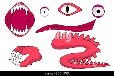 organ of cartoon monster on the white background Stock Vector