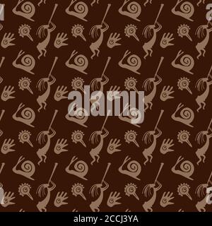 African seamless pattern with original inhabitants Stock Vector