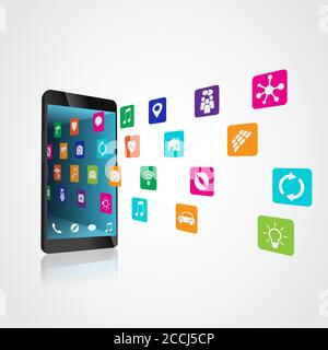 The application downloaded and installed or are uninstalled, deleted on the smartphone Stock Vector