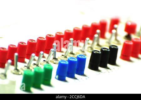 Group of electric switch against white background Stock Photo