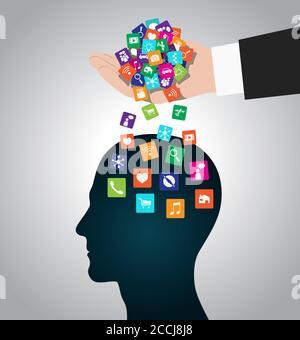Change, replacement way of thinking, mind control, perception management Stock Vector