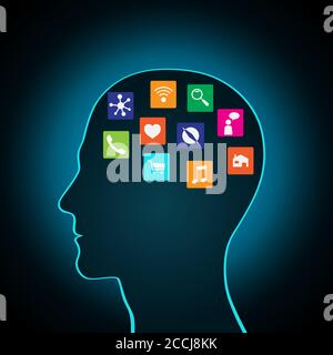 Change, replacement way of thinking, mind control Stock Vector