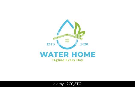 abstract water home or water house line plumbing logo design icon Stock Vector