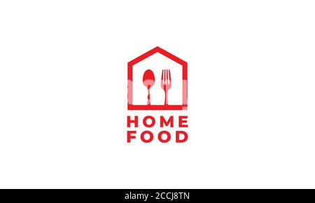 simple minimalist unique line restaurant fork spoon  logo design icon Stock Vector