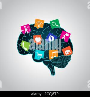Change, replacement way of thinking, mind control Stock Vector