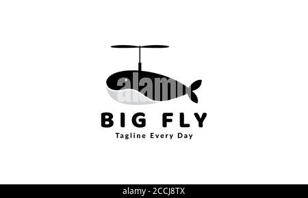 whale and  propeller logo design Stock Vector