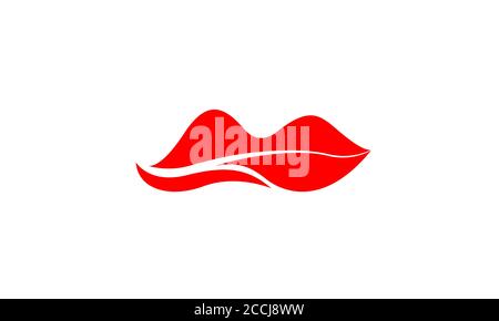 abstract woman lips mountain  logo design Stock Vector