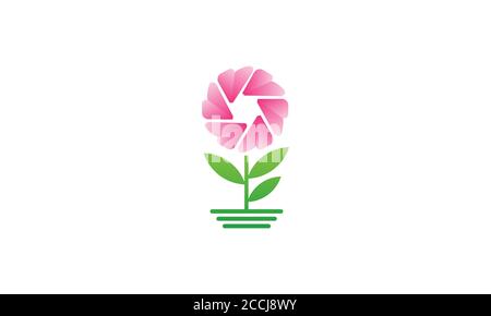 abstract flower shutter camera lens photography logo design icon vector  modern template Stock Vector