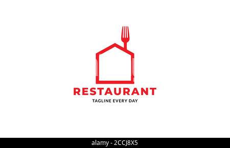 simple minimalist  line restaurant food fork  logo design icon Stock Vector
