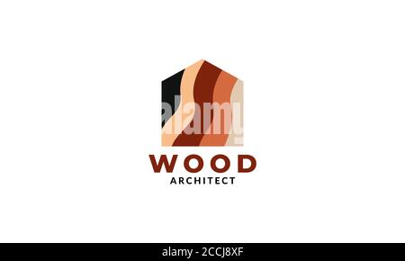 modern wood home or house or real estate or flooring or roof logo design Stock Vector