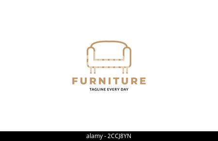 sofa furniture line minimalist modern  logo design Stock Vector