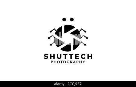insect and shutter lens camera photography logo design icon vector template Stock Vector