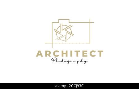 architecture line  shutter lens camera photography logo design Stock Vector