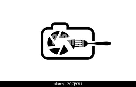 food or drink or restaurant  shutter lens camera photography logo design Stock Vector