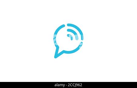 bubble chat Wifi internet connect technology line logo design icon Stock Vector