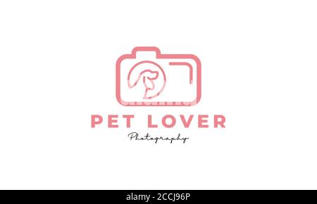 pet or dog or cat camera lens photography logo design icon vector Stock Vector