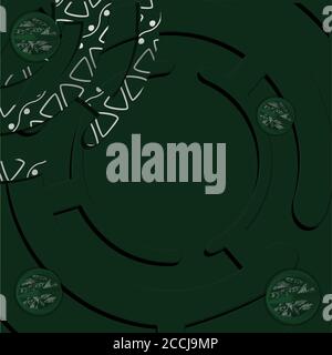 Green banner with circles. Color vector illustration Stock Vector