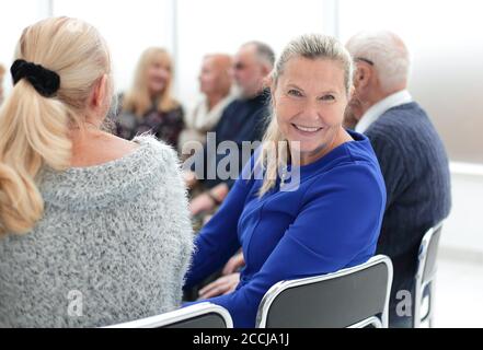 the long-awaited meeting of the elderly Stock Photo