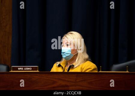 -Washington, District of Columbia - 20200722 Peter T. Gaynor, Administrator of Federal Emergency Management Agency (FEMA), testifies before US House Committee on Homeland Security Hearing: 'Examining the National Response to the Worsening Coronavirus Pandemic: Part II'.  -PICTURED: Debbie Lesko  -PHOTO by: Anna Moneymaker/CNP/startraksphoto.com -072220 House-FEMA-Pool 070  This is an editorial, rights-managed image. Please contact Startraks Photo for licensing fee and rights information at sales@startraksphoto.com or call +1 212 414 9464 This image may not be published in any way that is, or m Stock Photo